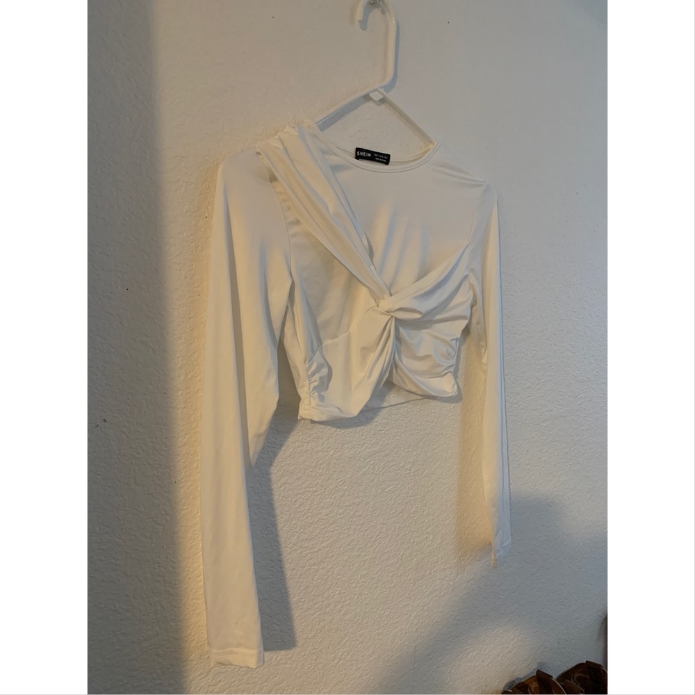 Long sleeve crop shirt white